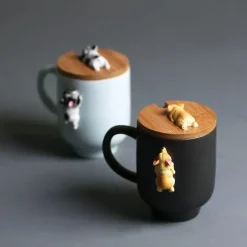 3D-Bulldoggen-Keramiktasse – einzigartiges Kletterhund-Design