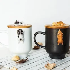 3D-Bulldoggen-Keramiktasse – einzigartiges Kletterhund-Design