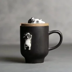 3D-Bulldoggen-Keramiktasse – einzigartiges Kletterhund-Design