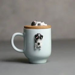 3D-Bulldoggen-Keramiktasse – einzigartiges Kletterhund-Design