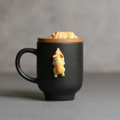 3D-Bulldoggen-Keramiktasse – einzigartiges Kletterhund-Design