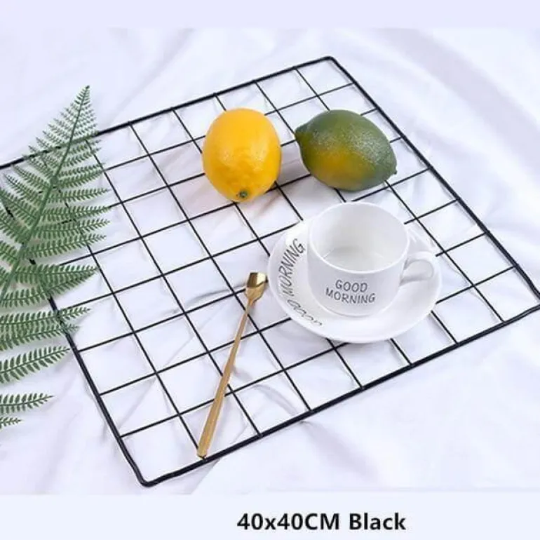 Decorative Iron Wall Organizer - Home Storage Grid