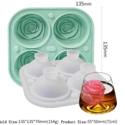 3D-Eisform in Rosenform – großer, eleganter Eiswürfelbereiter