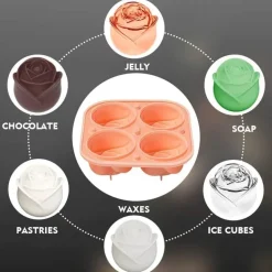 3D-Eiswürfelformen aus Silikon in Rosenform – dekorative Getränkeformen