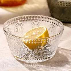 Dekorative Sonnenblumen-Glasschale - Geprägte Schale