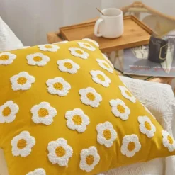 Dekorativer Kissenbezug aus Sonnenblumen-Jacquard