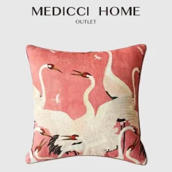 Dekorativer Kissenbezug im Retro-Stil – 45 x 45 cm, tanzender Kranich