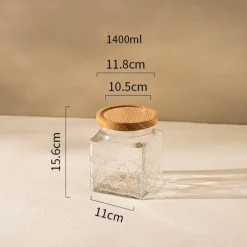 Dekoratives Vorratsglas aus Glas – quadratischer Küchen-Organizer mit Prägung