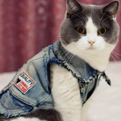 Denim Cowboyjacke für Hunde - Stylischer Western-Haustiermantel