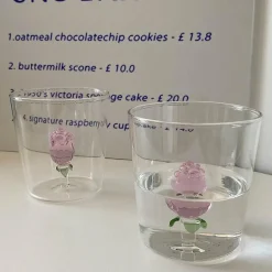3D-Frühstückstasse aus Glas mit Henkel in Rosenform – Saft-, Kaffee-, Tee- und Milchbecher