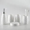 Diamond Pattern Ceramic Bathroom Set - Elegant Bath Accessories