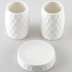 Diamond Pattern Ceramic Bathroom Set - Elegant Bath Accessories