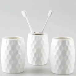 Diamond Pattern Ceramic Bathroom Set - Elegant Bath Accessories
