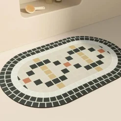 Diatomaceous Earth Bath Mat - Absorbent Home Spa Mosaic Design
