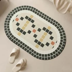 Diatomaceous Earth Bath Mat - Absorbent Home Spa Mosaic Design