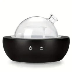 Diffusor für ätherische Öle aus Glas mit Basis aus echtem Holz, Aromatherapie-Diffusor