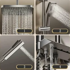 Digital Shower Set - Elegant Rain Shower Head with Temperature Display