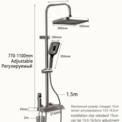 Digital Shower Set - Elegant Rain Shower Head with Temperature Display