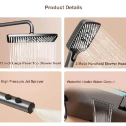 Digital Thermostatic Rainfall Shower Set - High-Pressure Luxury System