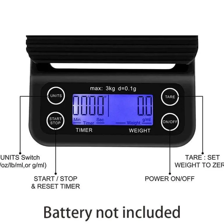 Digitale Kaffeewaage mit Timer – BrewMaster 3 kg
