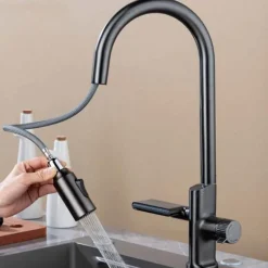 Digitaler Küchenhahn - Ausziehbarer Wasserfall-Temperatursensor