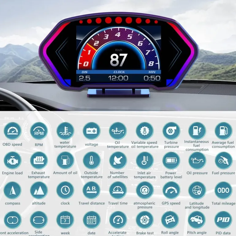Digitaler Tachometer mit Head-Up-Display fürs Auto – Crystal Speed Monitoring Device