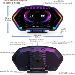 Digitaler Tachometer mit Head-Up-Display fürs Auto – Crystal Speed Monitoring Device