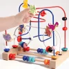 Dinosaurier-Perlenlabyrinth aus Holz – Montessori-Lernspielzeug für Kinder