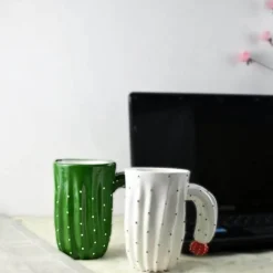 3D-Kaktus-Kaffeetasse – Einzigartige Keramiktasse mit Pflanzenmotiv