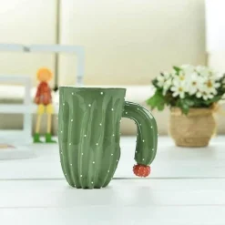 3D-Kaktus-Kaffeetasse – Einzigartige Keramiktasse mit Pflanzenmotiv