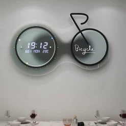 3D-LED-Fahrrad-Wanduhr – moderne, leuchtende Heimdekoration