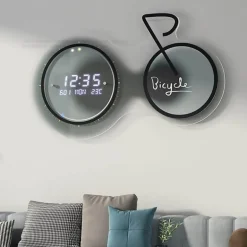 3D-LED-Fahrrad-Wanduhr – moderne, leuchtende Heimdekoration