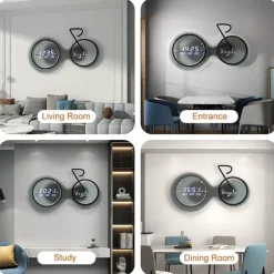 3D-LED-Fahrrad-Wanduhr – moderne, leuchtende Heimdekoration