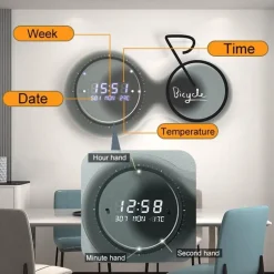 3D-LED-Fahrrad-Wanduhr – moderne, leuchtende Heimdekoration