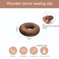 Donut-Verschlussklammern aus Holz – 6er-Set Zubehör zur Lebensmittelaufbewahrung