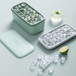 Doppelschichtige Eiswürfelschale – Silikon-Eisform und Aufbewahrungsbox