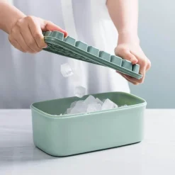 Doppelschichtige Eiswürfelschale – Silikon-Eisform und Aufbewahrungsbox