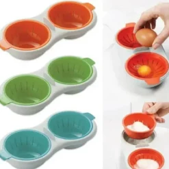 Doppelschichtiger Eierkocher aus Silikon für perfekt pochierte Eier, mikrowellengeeignet