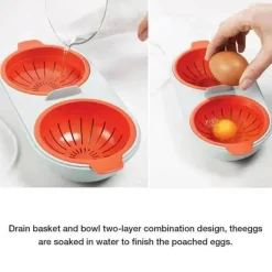 Doppelschichtiger Eierkocher aus Silikon für perfekt pochierte Eier, mikrowellengeeignet