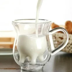 Doppelschichtiger Glasbecher - Kuh-Design