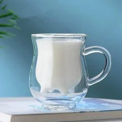 Doppelschichtiger Glasbecher - Kuh-Design