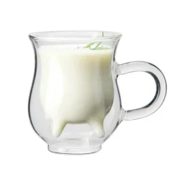 Doppelschichtiger Glasbecher - Kuh-Design