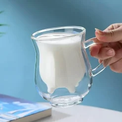 Doppelschichtiger Glasbecher - Kuh-Design