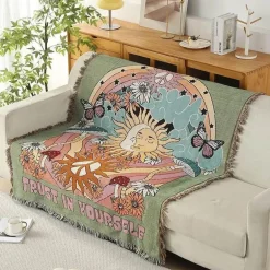 Doppelseitige ethnische Wandteppichdecke - Wohndekor-Sofabezug