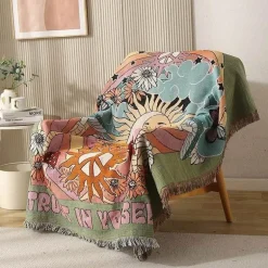 Doppelseitige ethnische Wandteppichdecke - Wohndekor-Sofabezug