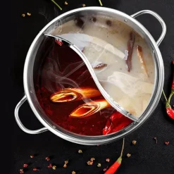 Doppelt geteilter Hot Pot aus Edelstahl – perfekt zum Kochen und Servieren