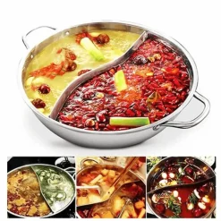 Doppelt geteilter Hot Pot aus Edelstahl – perfekt zum Kochen und Servieren
