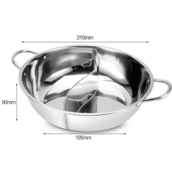 Doppelt geteilter Hot Pot aus Edelstahl – perfekt zum Kochen und Servieren