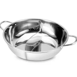 Doppelt geteilter Hot Pot aus Edelstahl – perfekt zum Kochen und Servieren