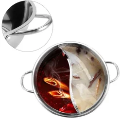 Doppelt geteilter Hot Pot aus Edelstahl – perfekt zum Kochen und Servieren